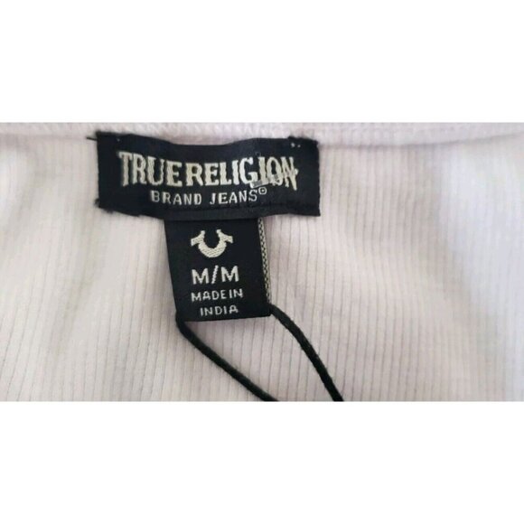 NWT $129 TRUE RELIGION WHITE LACE UP HS LOGO MIDI DRESS SZ MEDIUM - Picture 7 of 9